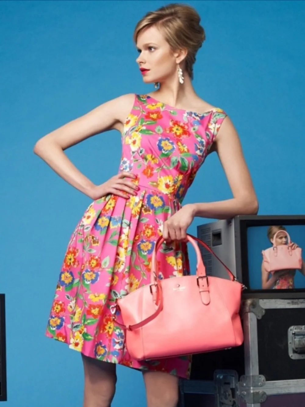 Kate Spade Sonja Pink Floral Pleated Dress Women’s Size 8